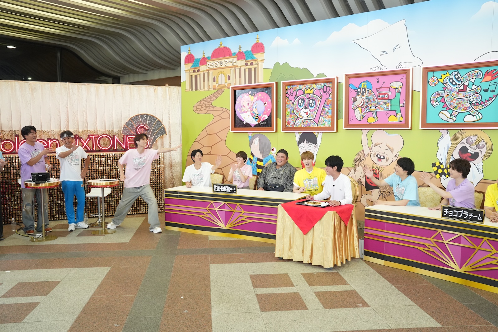 『Golden SixTONES』生放送に出演した横山裕(SUPER EIGHT)、SixTONES、佐藤栞里、チョコレートプラネット、伯桜鵬関、城島茂